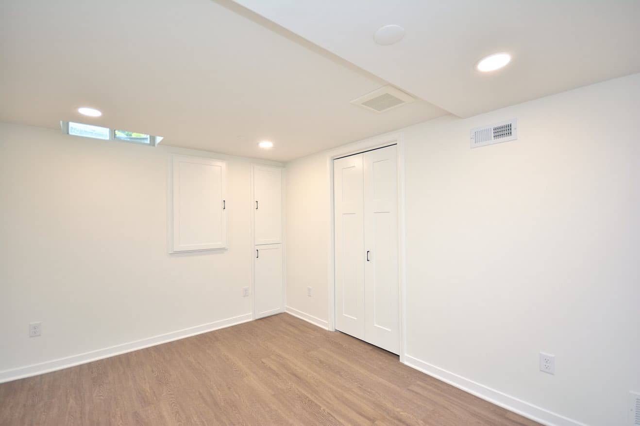 basement renovation with new doors installed