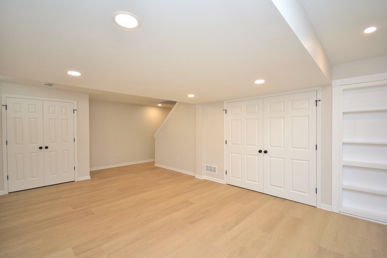 basement renovation with door installation