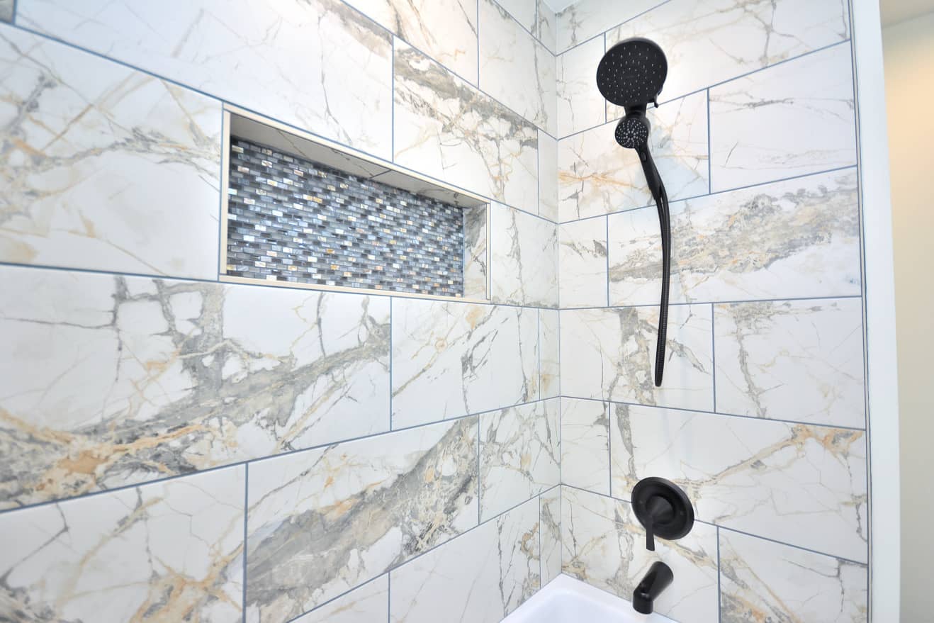 shower installation with tile walls